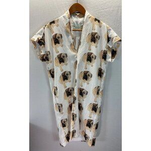NEW Brooke Wright‎ shift Dress Adorable BullDog lover print Size S Pockets
